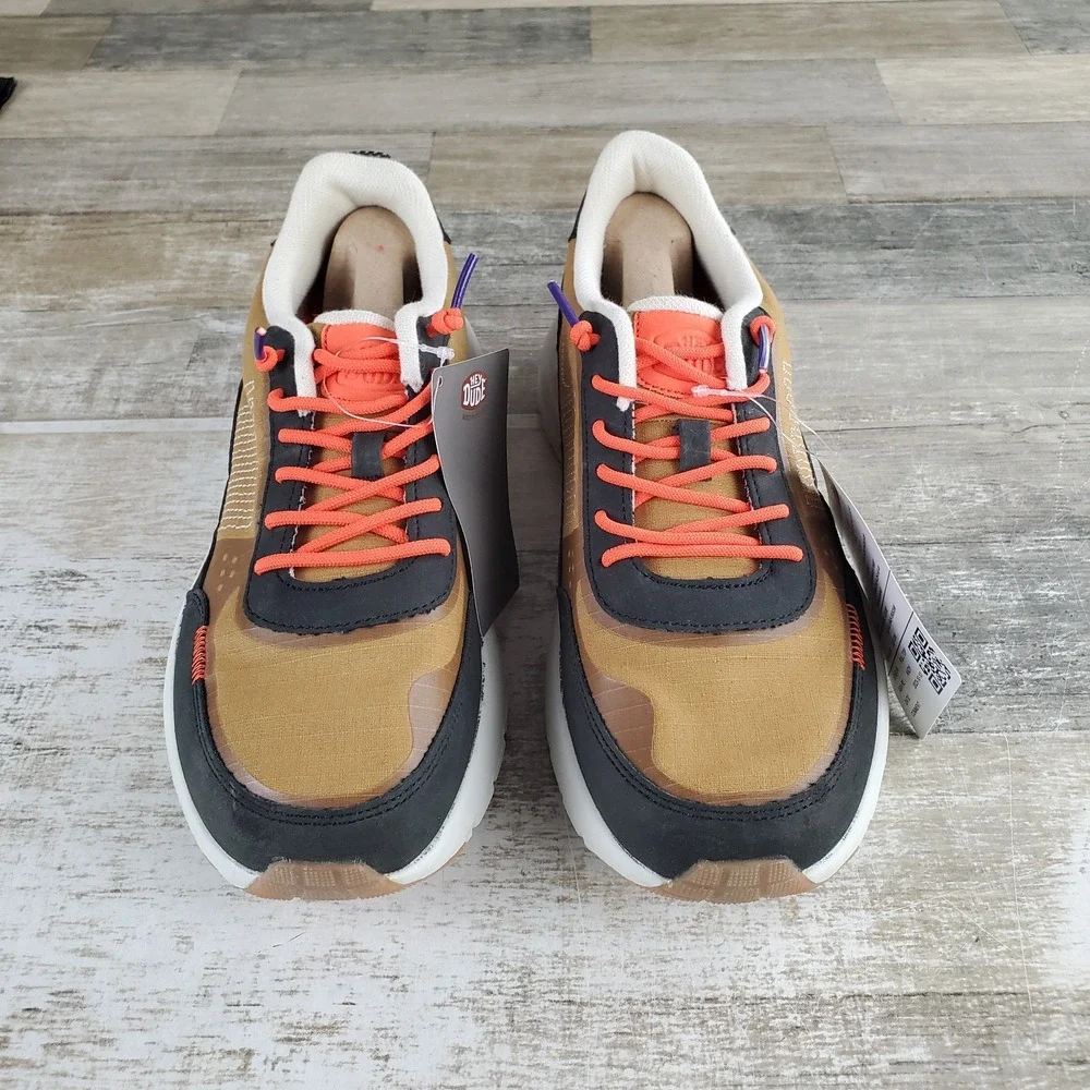 Hey Dude Sirocco Alta Hype Mens Shoes Sz 9 Walnut White Lace Up Sneakers